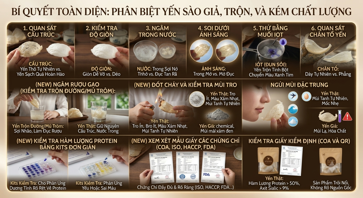 Cách chọn yến sào chất lượng, chuẩn tổ yến thật
